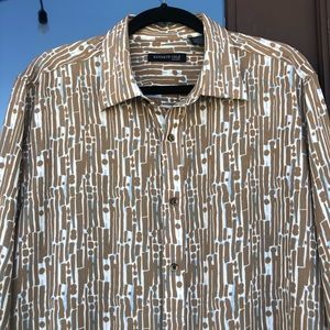Kenneth Cole Retro Brown/Blue Dress Shirt L
